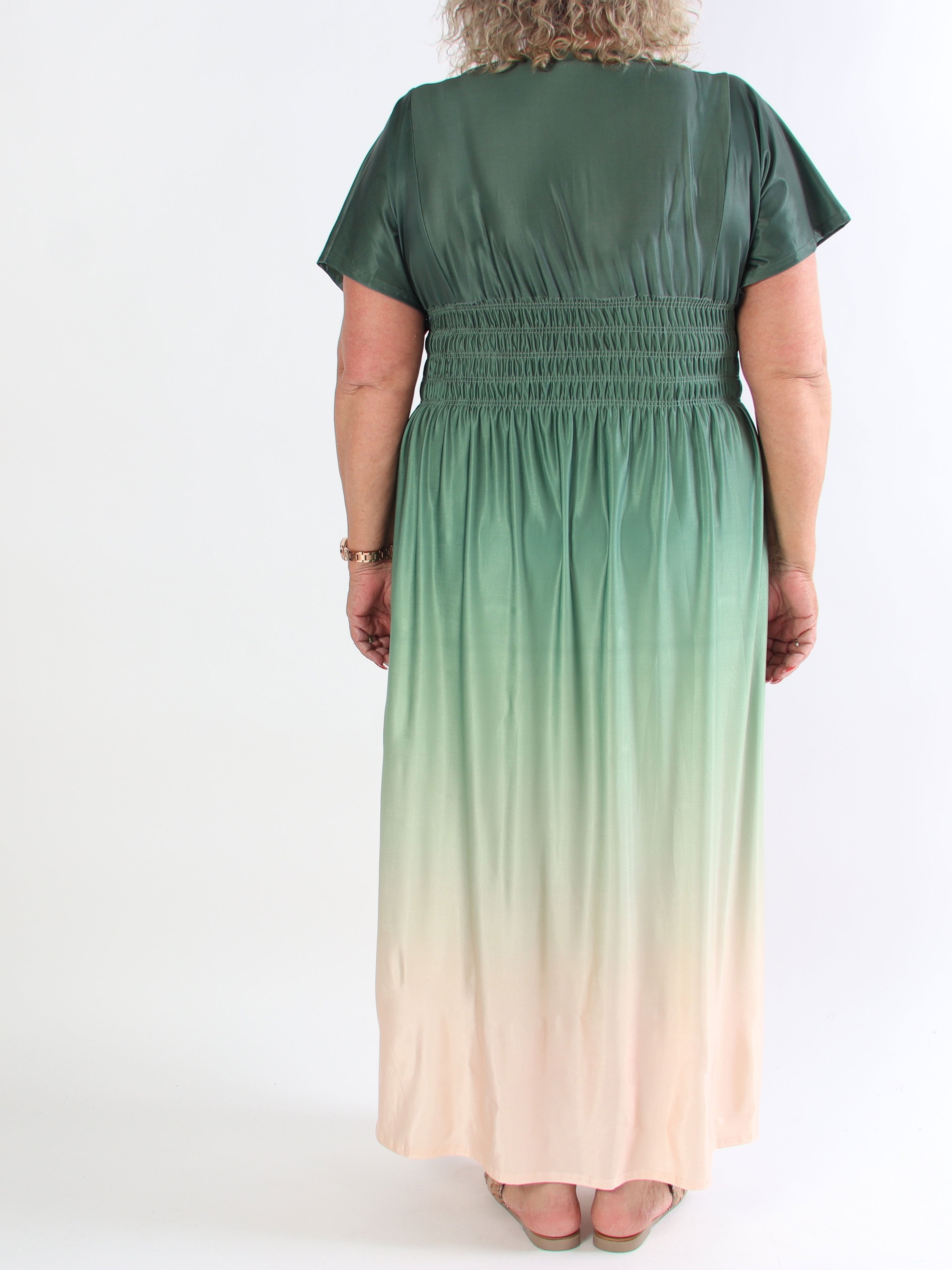 Pams Fade - Lang flerfarvet elastisk plus size kjole